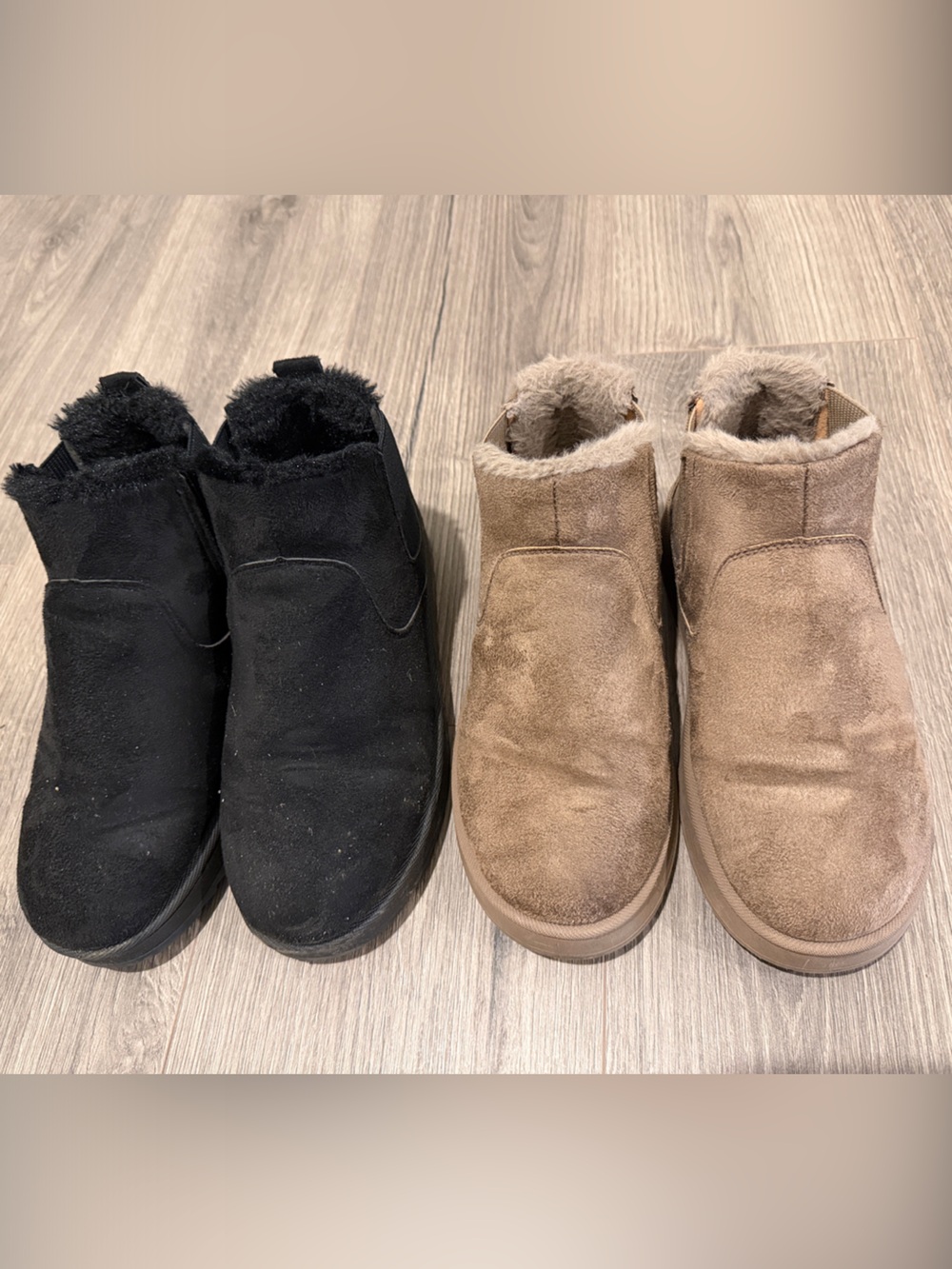 ‼️ 2 Cozy Slip-On Booties — Black & Brown ‼️
